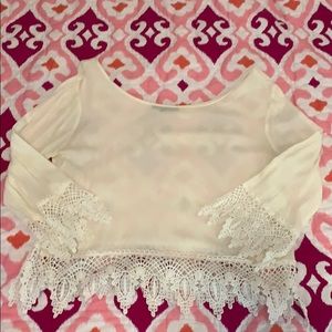 Like New Crochet Lace 3/4 Sleeve Blouse